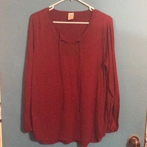 Burgundy Faded Glory Long Sleeve Top